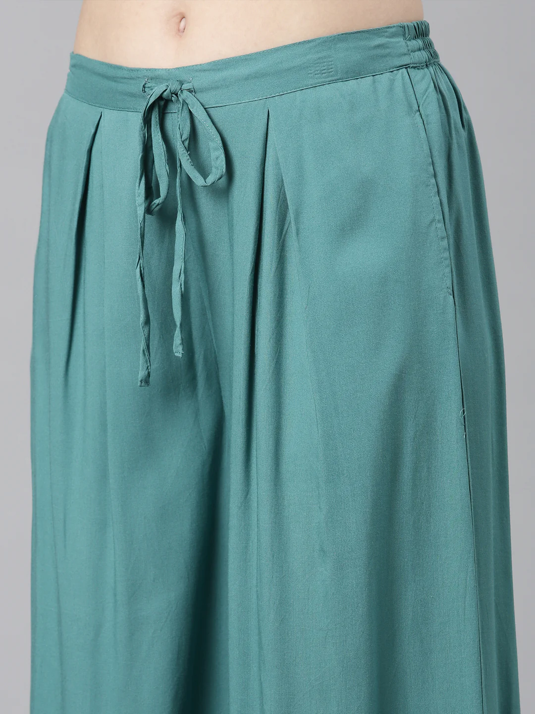 Neerus Green Casual Ethnic Motifs Straight Kurta and Palazzos With Dupatta - Image 7