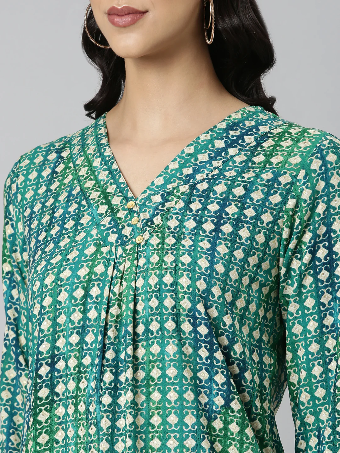 Neerus Green Casual Ethnic Motifs Straight Kurta - Image 5