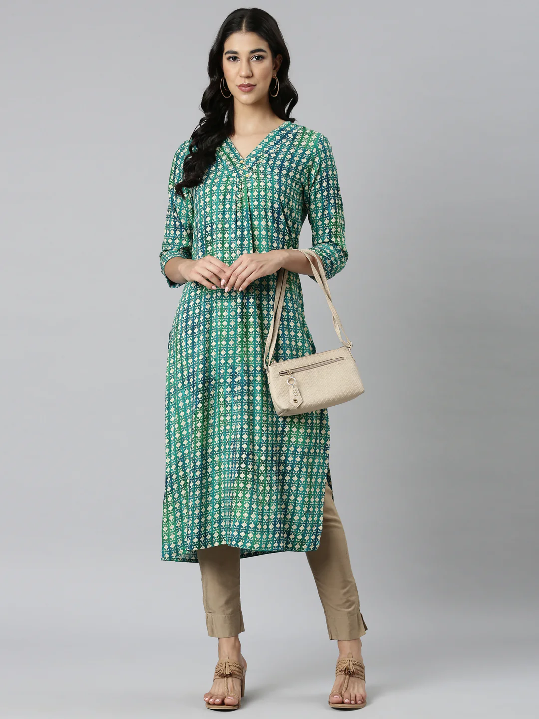 Neerus Green Casual Ethnic Motifs Straight Kurta - Image 6