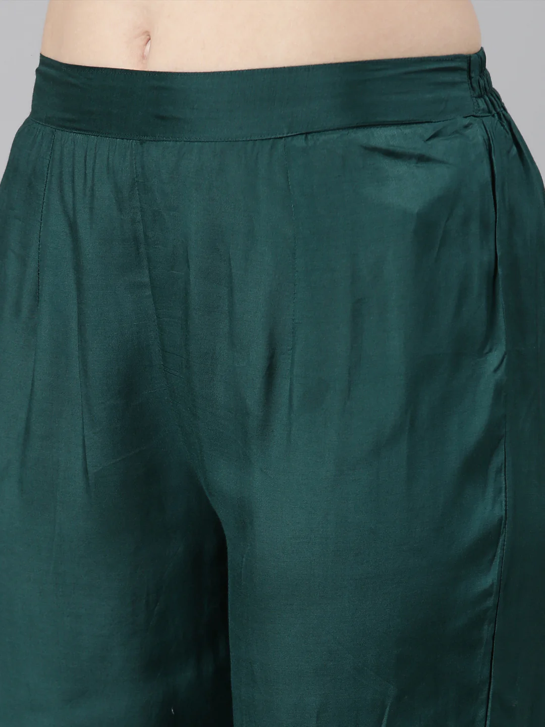 Neerus Green Casual Solid Anarkali Kurta and Trousers With Dupatta - Image 7