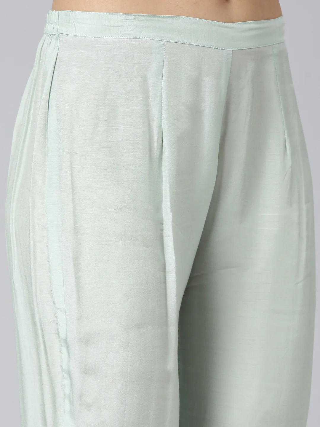 Neerus Green Casual Solid Straight Kurta and Trousers - Image 6