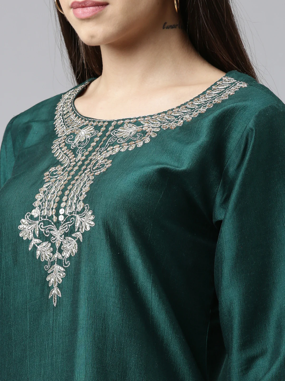 Neerus Green Color Calf Length Kurta - Image 4
