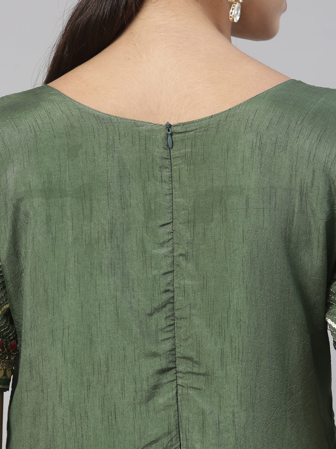 Neerus Green Color Chanderi Fabric Kurta Set - Image 3