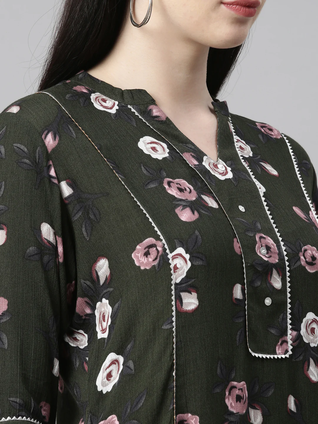Neerus Green Color Chiffon Fabric Kurta - Image 8