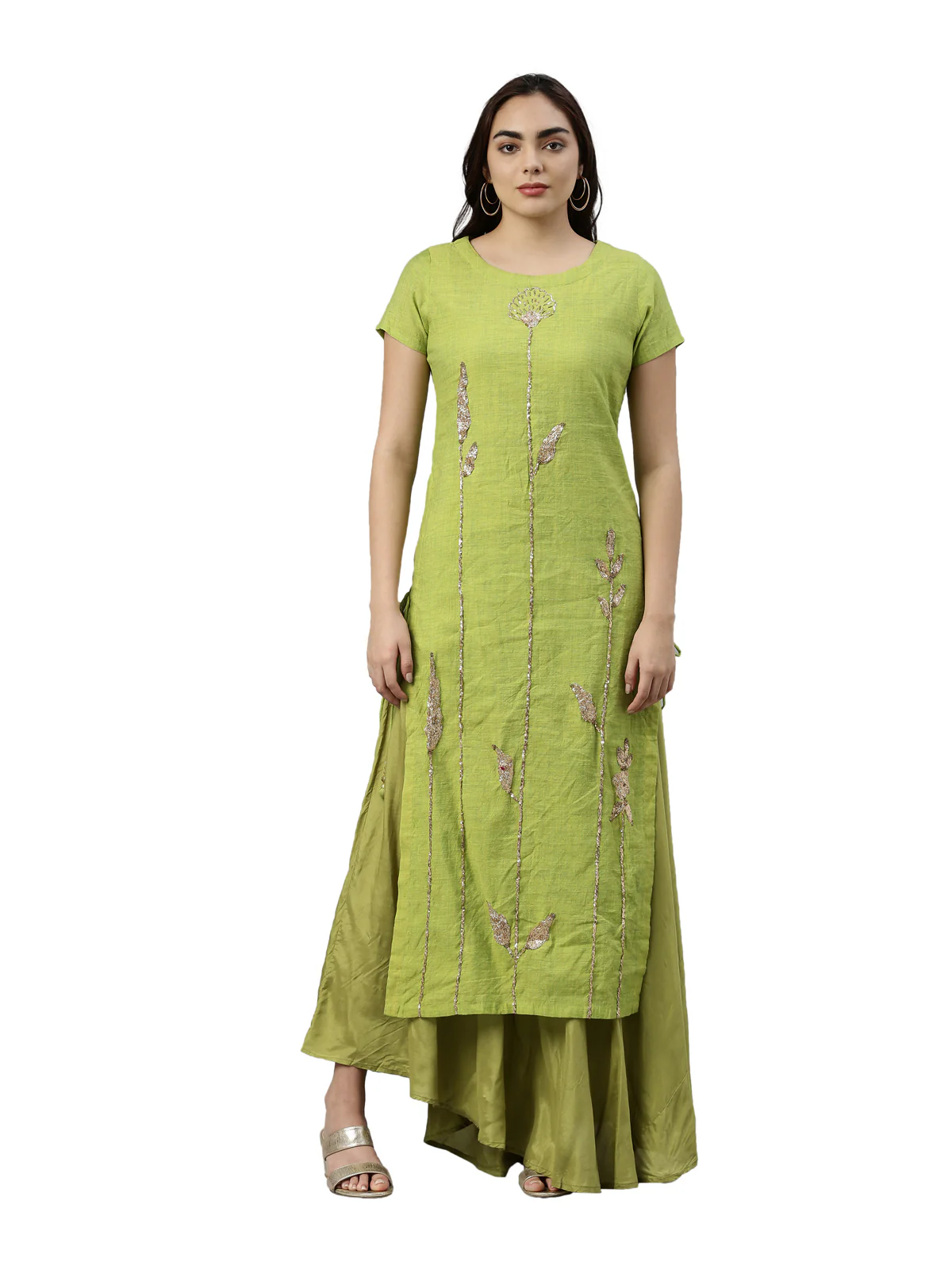 Neerus Green Color Flex Fabric Kurta