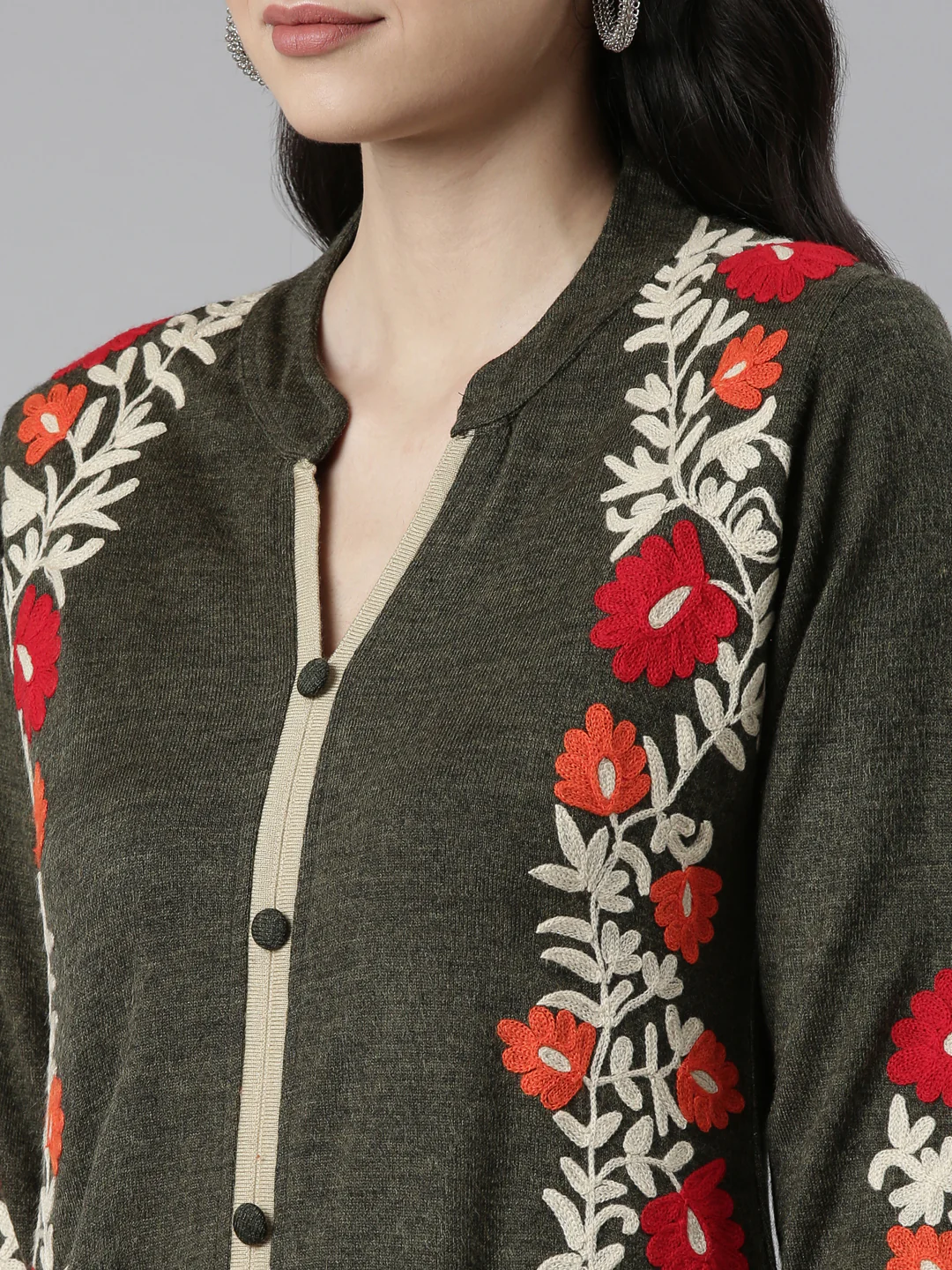 Neerus Green Color Floral Kurta - Image 4