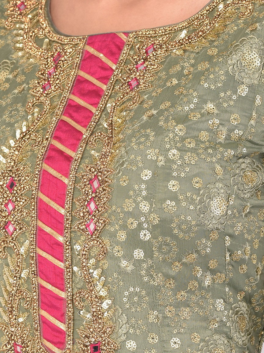 Neerus Green Color Georgette Fabric Gown - Image 5