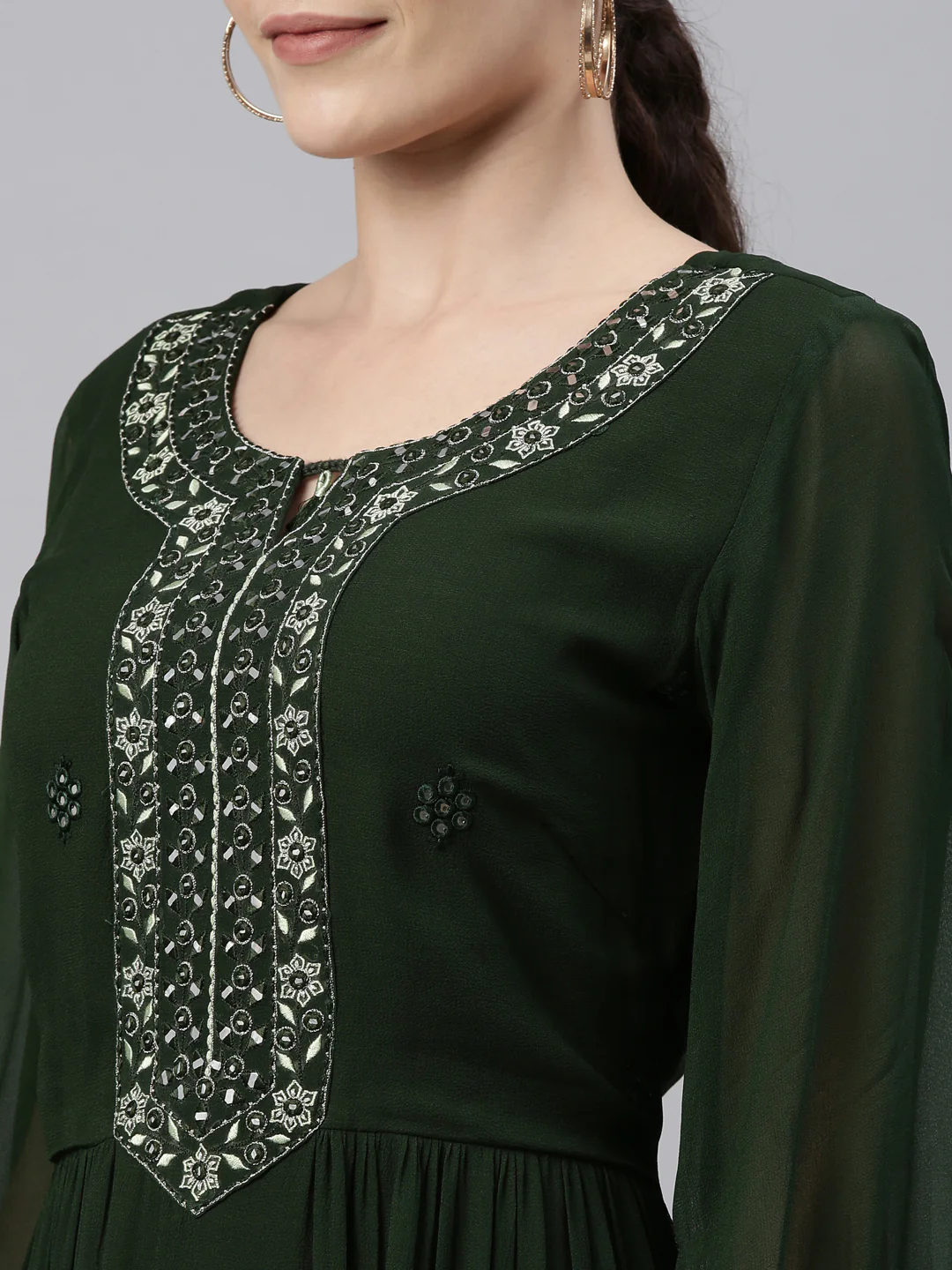 Neerus Green Color Georgette Fabric Kurta - Image 17