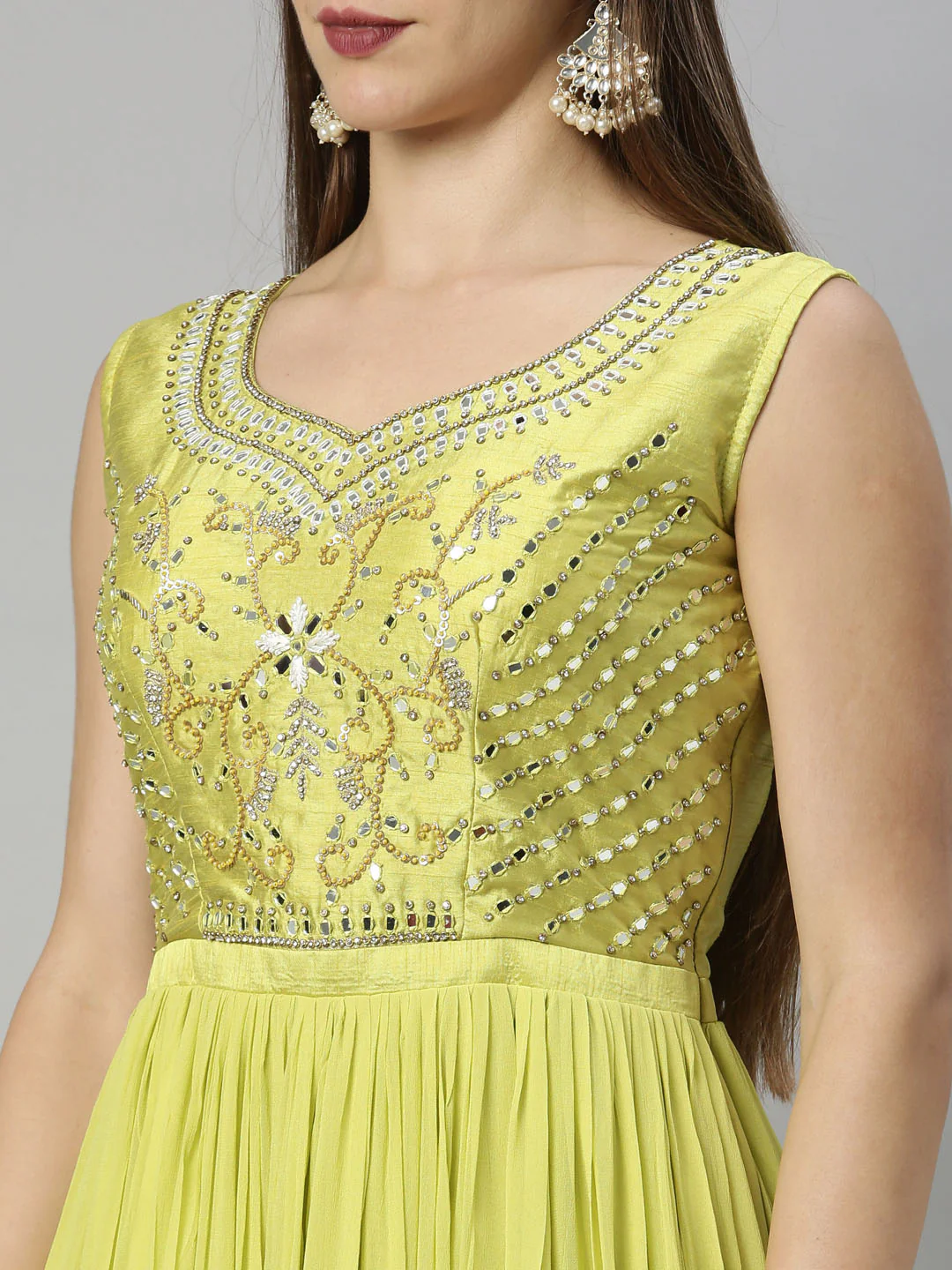 Neerus Green Color Georgette Fabric Suit-Anarkali - Image 10