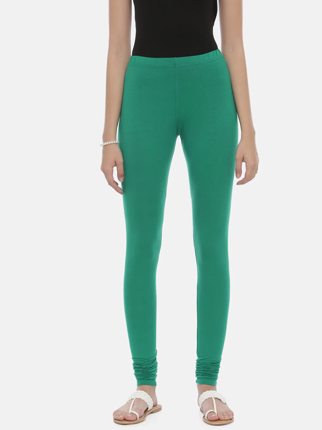 Neerus Green Color Lycra Fabric Leggings - Image 14