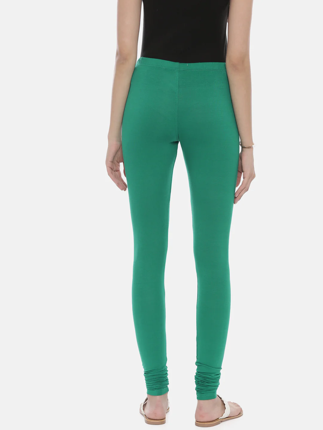 Neerus Green Color Lycra Fabric Leggings - Image 5