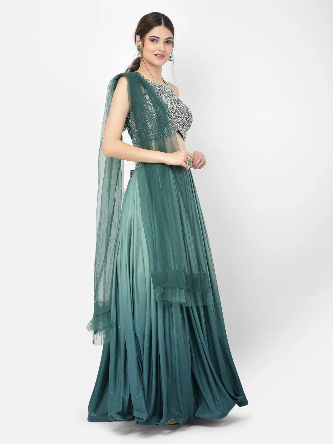 Neerus Green Color Lycra Fabric Lehenga Choli - Image 3