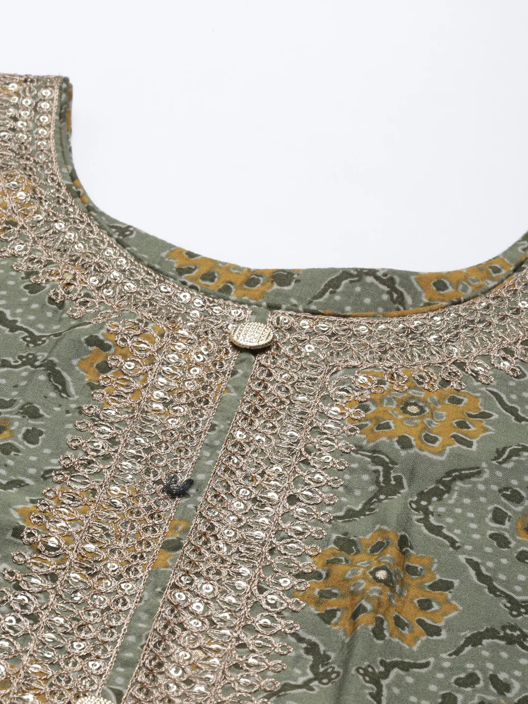 Neerus Green Color Muslin Fabric Kurta Set - Image 2