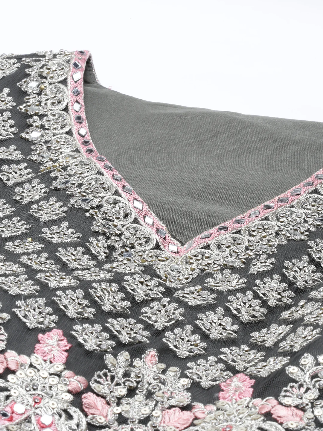 Neerus Green Color Nett Fabric Gown - Image 14
