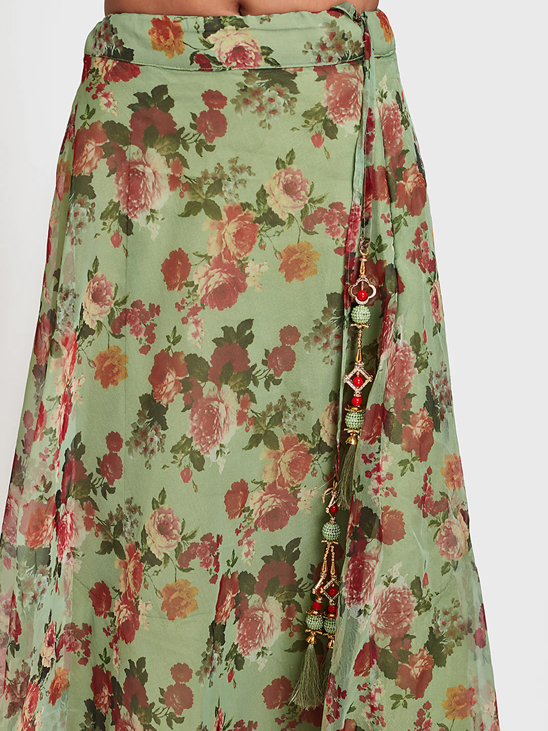 Neerus Green Color Organza Fabric Ghagra Set - Image 5