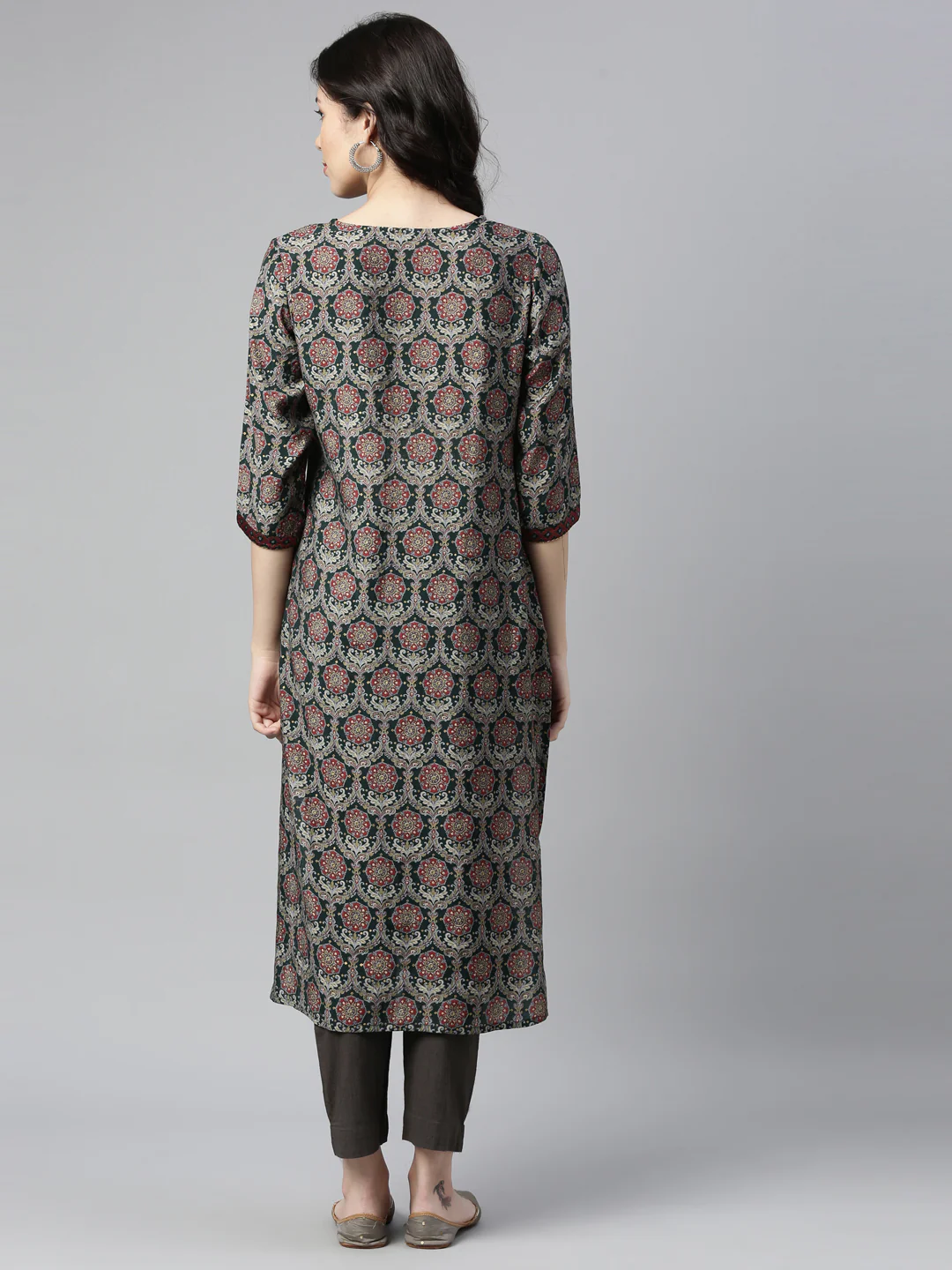 Neerus Green Color Rayon Fabric Kurta - Image 2
