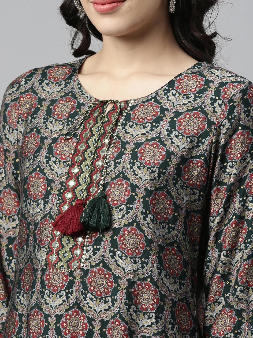 Neerus Green Color Rayon Fabric Kurta - Image 3