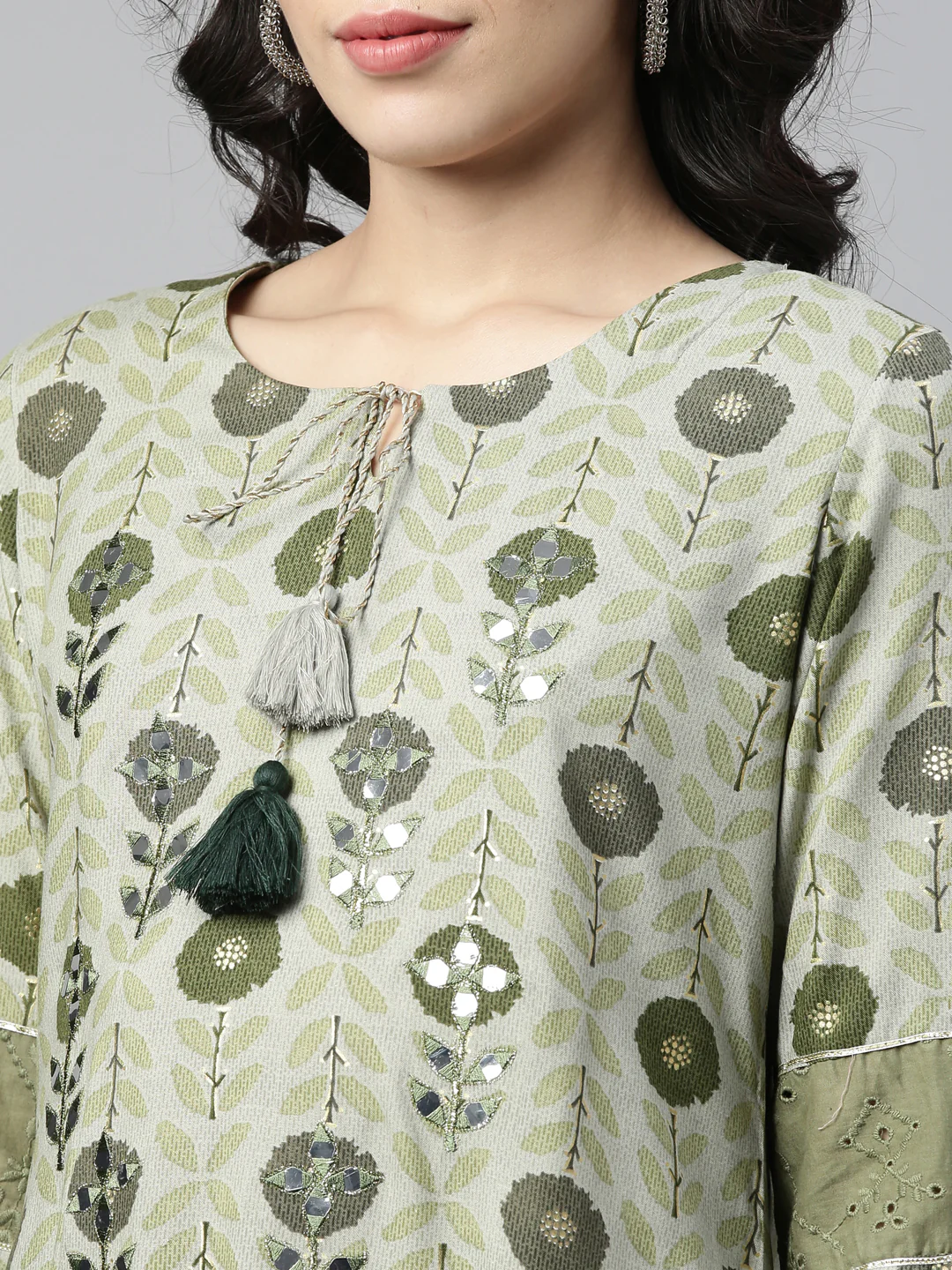 Neerus Green Color Rayon Fabric Kurta - Image 3