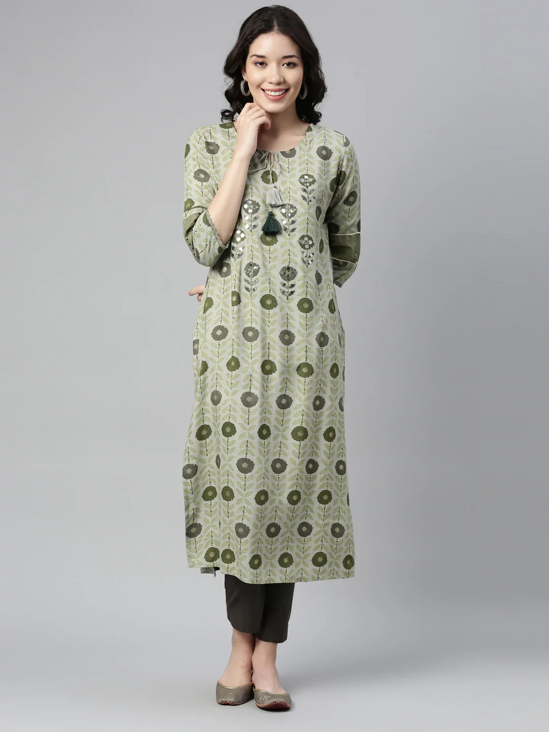 Neerus Green Color Rayon Fabric Kurta - Image 7