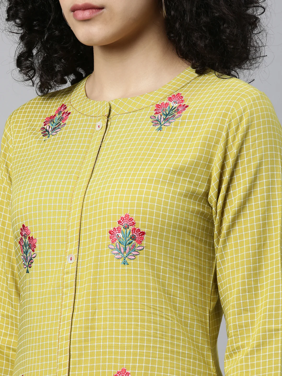 Neerus Green Color Rayon Fabric Kurta - Image 3