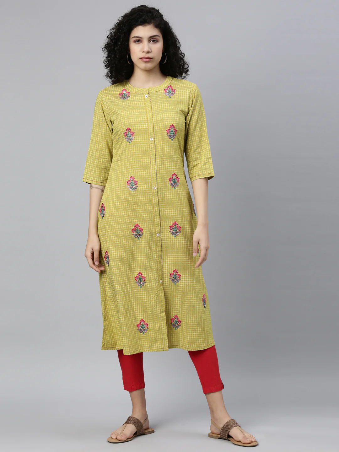 Neerus Green Color Rayon Fabric Kurta - Image 8