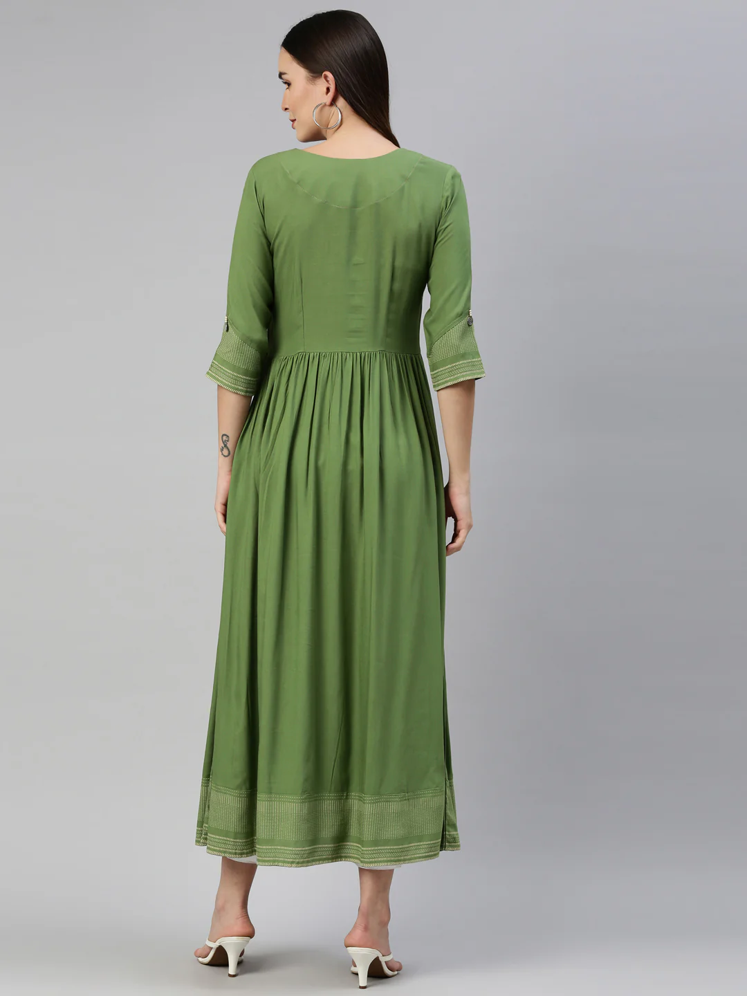 Neerus Green Color Rayon Fabric Kurta - Image 5