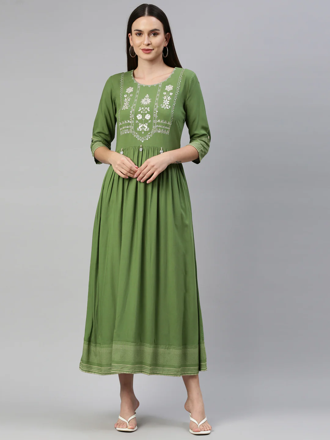 Neerus Green Color Rayon Fabric Kurta - Image 9