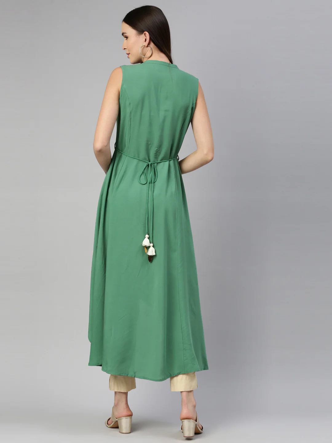 Neerus Green Color Rayon Fabric Kurta - Image 5