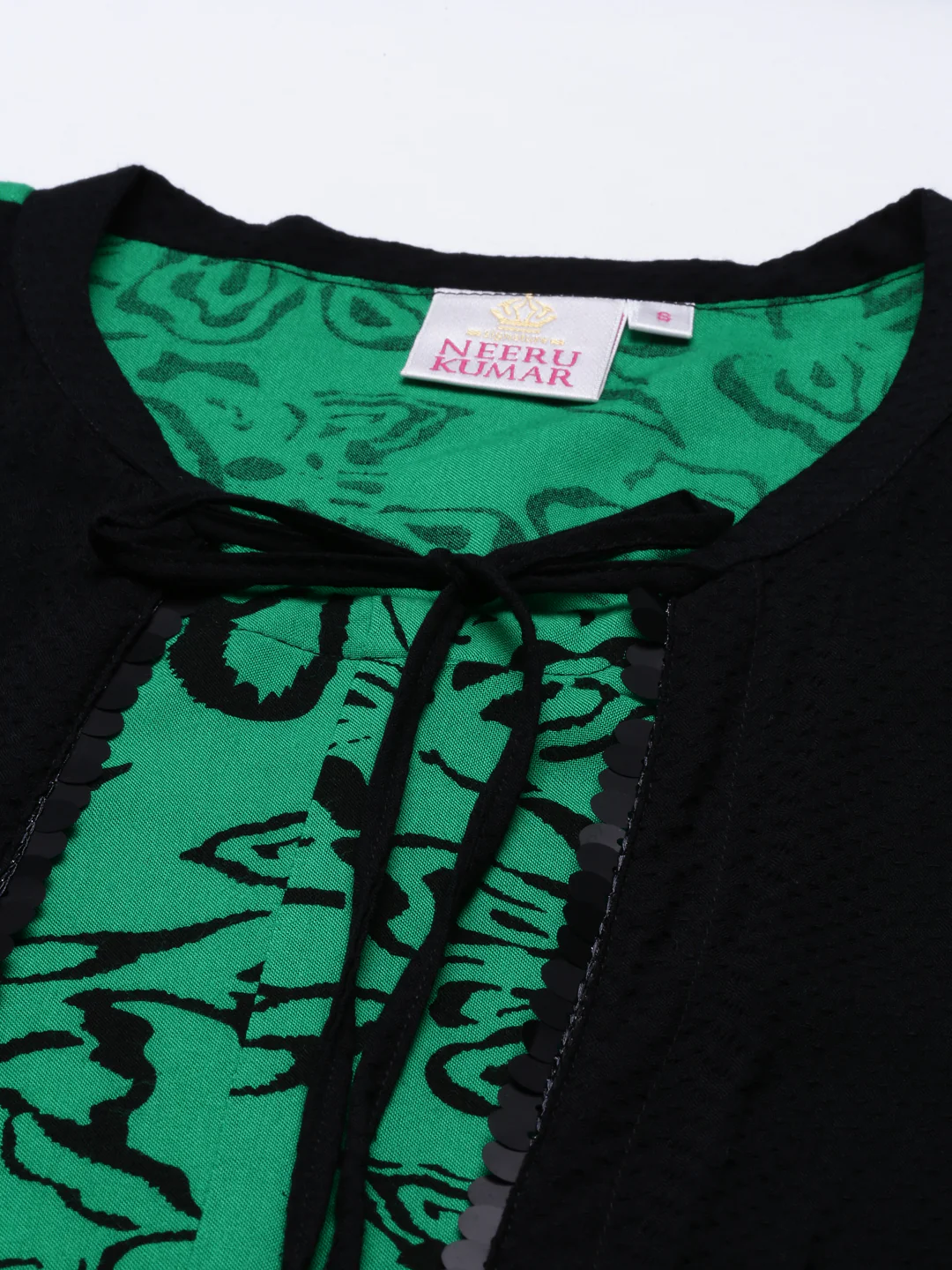 Neerus Green Color Rayon Fabric Overcoat - Image 2