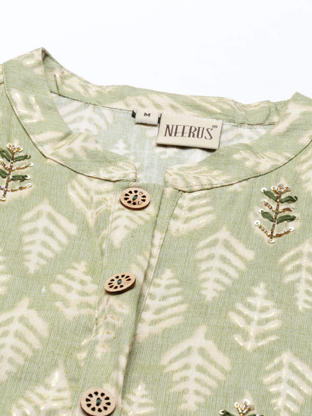 Neerus Green Color Rayon Fabric Tunic - Image 8