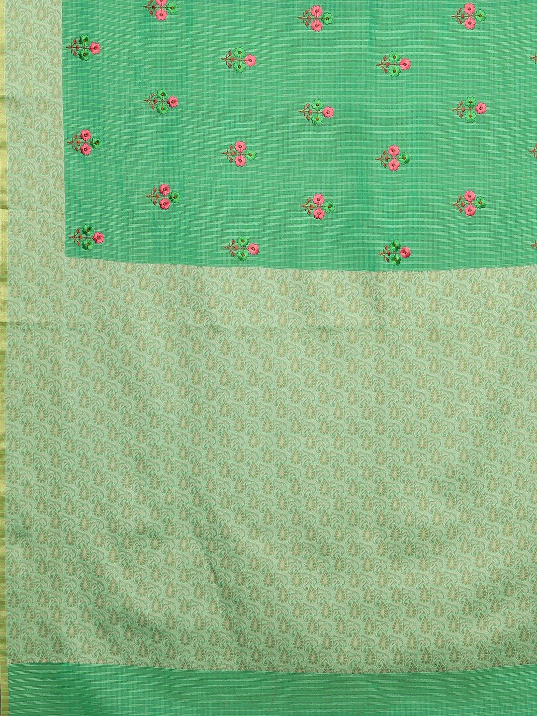 Neerus Green Color Silk Cotton Fabric Saree With Blouse Piece - Image 4