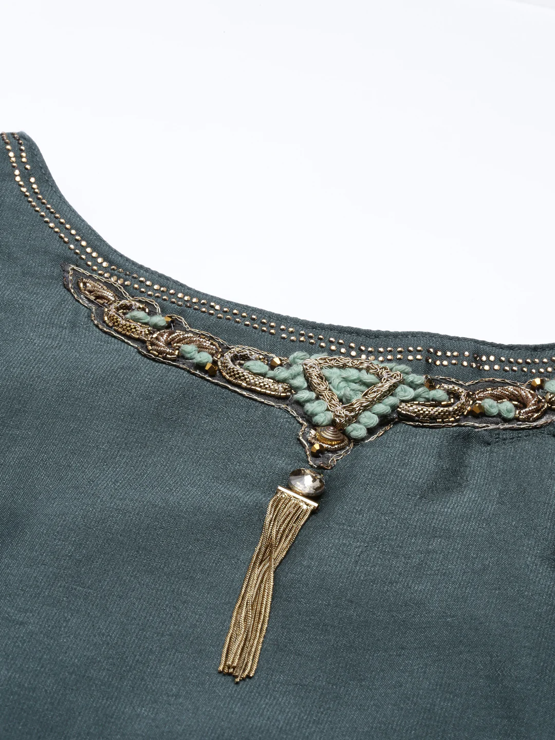 Neerus Green Color Silk Fabric Kurta - Image 2