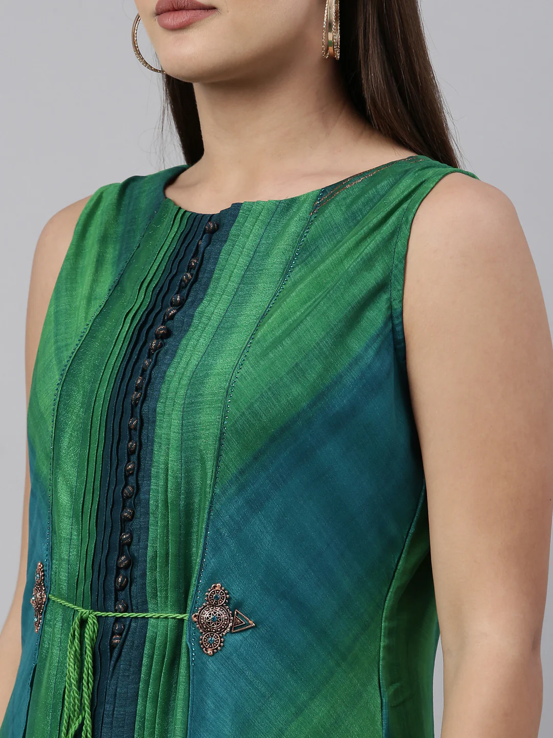 Neerus Green Color Silk Fabric Kurta - Image 8