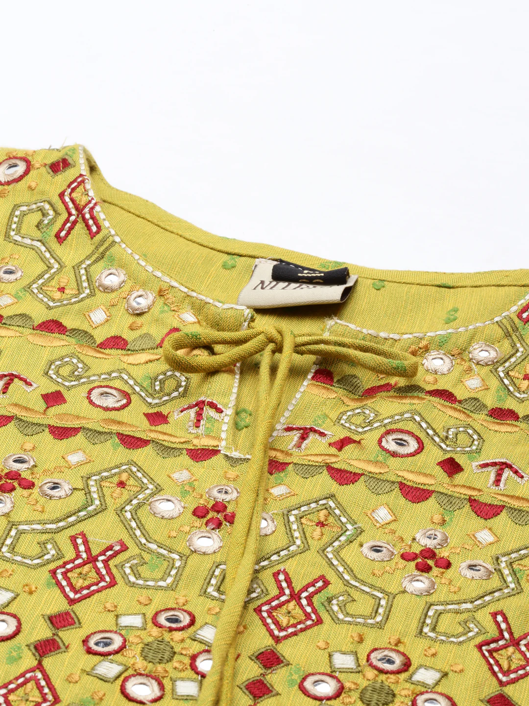 Neerus Green Color Slub Rayon Fabric Kurta - Image 5
