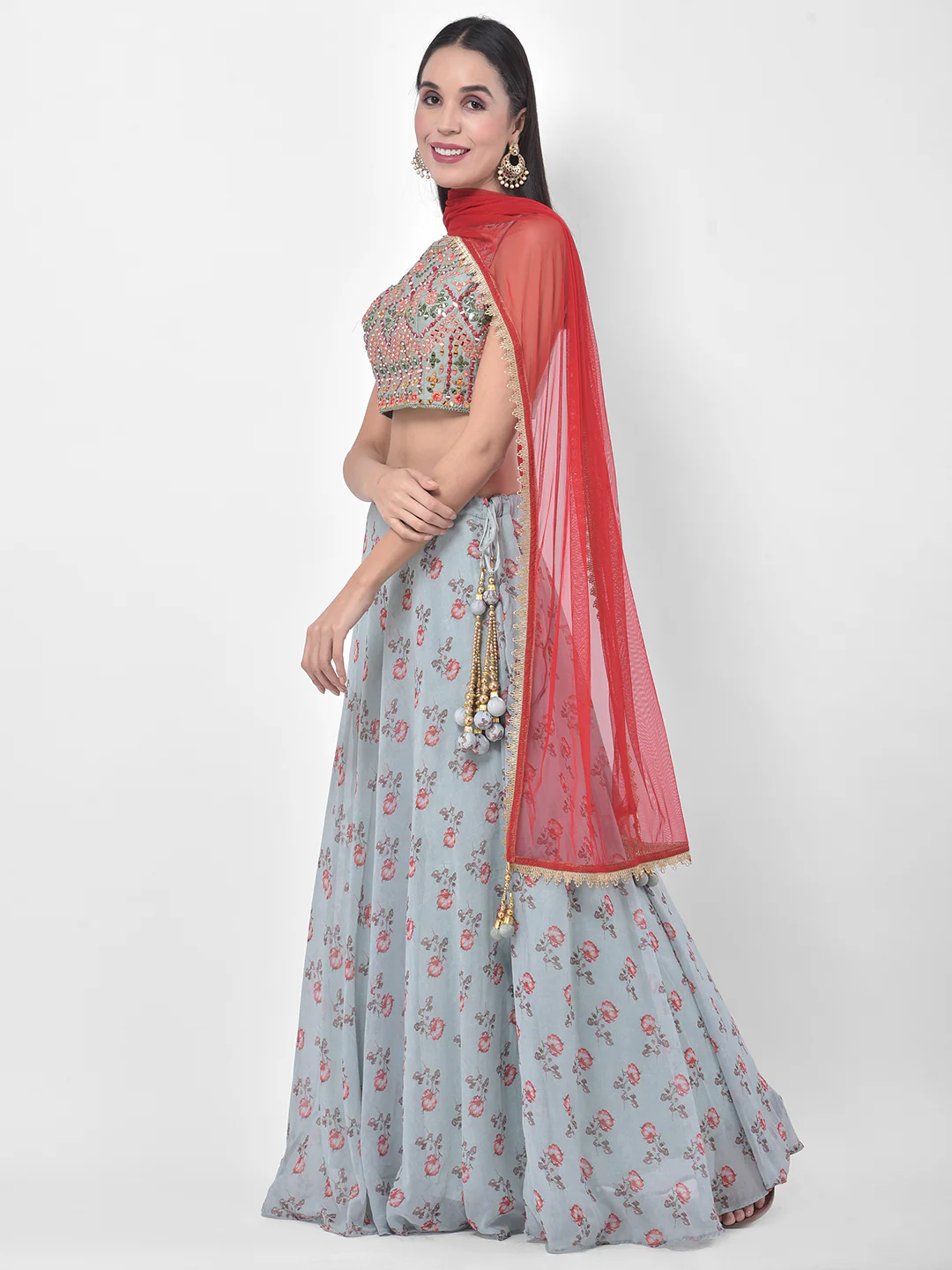 Neerus Green Colour Georgette Fabric Ghagra Set - Image 3
