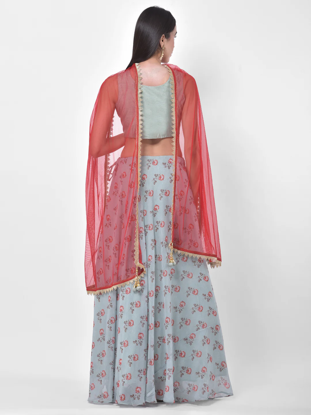 Neerus Green Colour Georgette Fabric Ghagra Set - Image 4