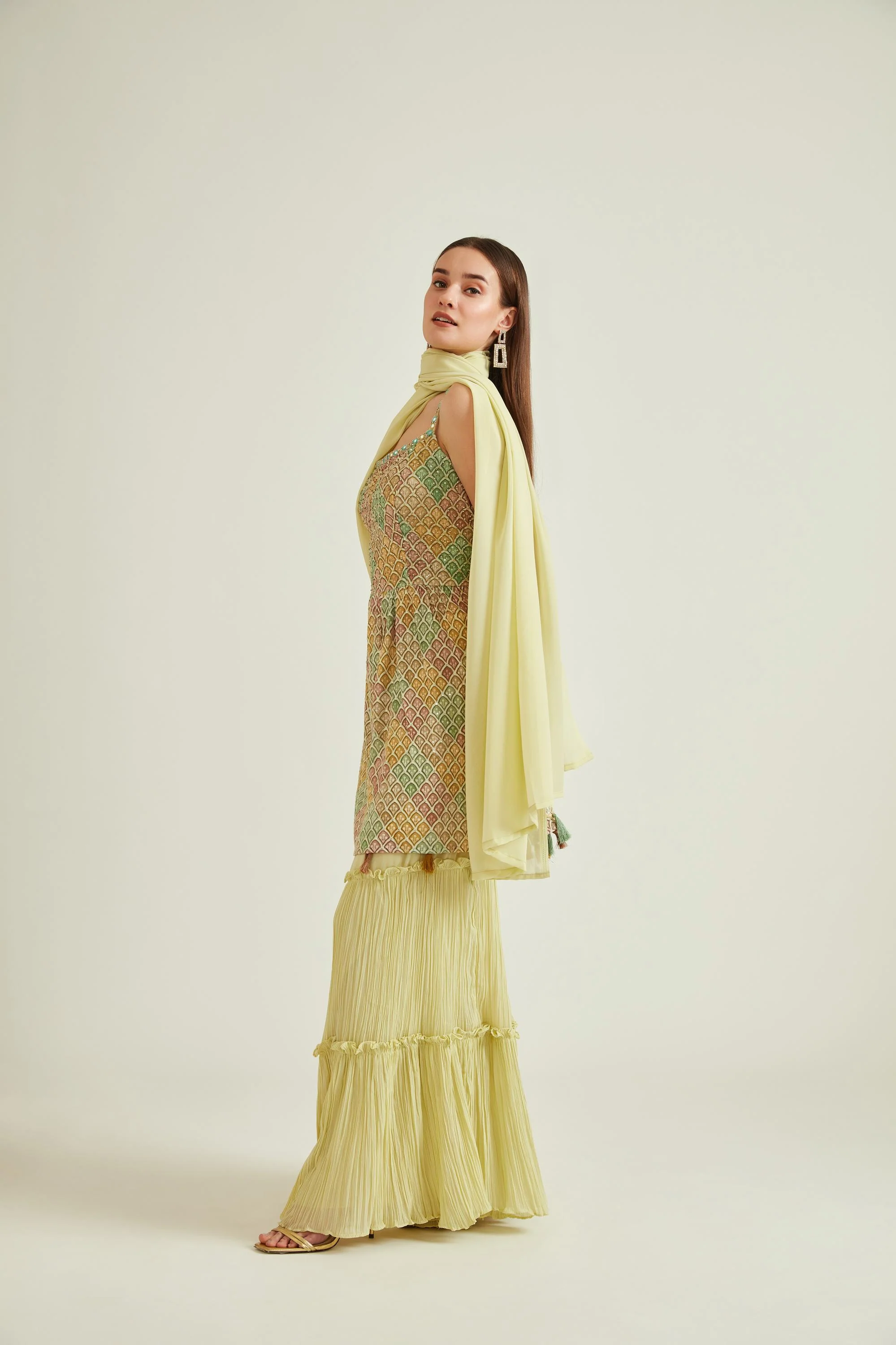 Neerus Green Colour Georgette Fabric Suit - Image 2