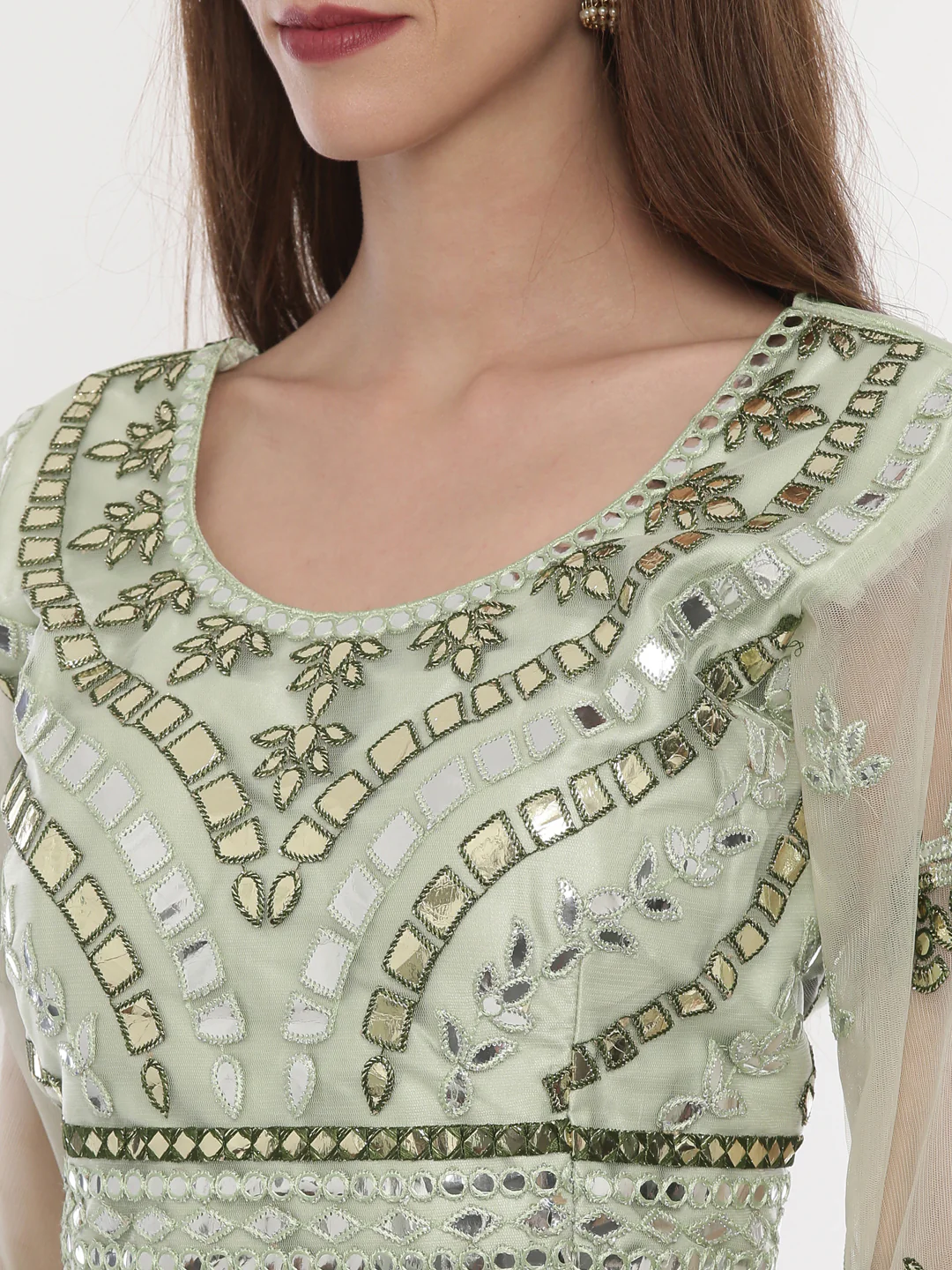 Neerus Green Embellished Lehenga Set - Image 3