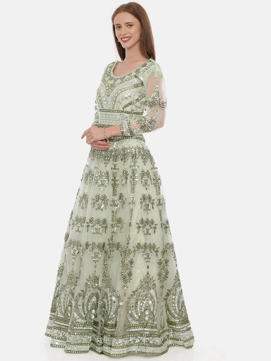 Neerus Green Embellished Lehenga Set - Image 4