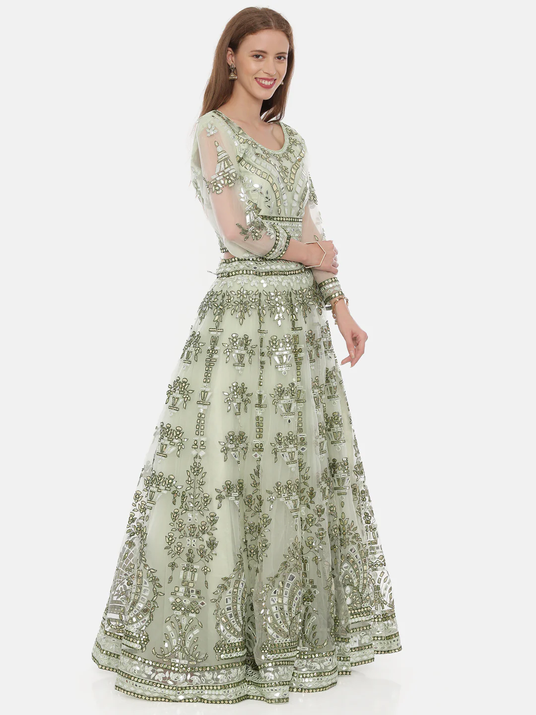 Neerus Green Embellished Lehenga Set - Image 5