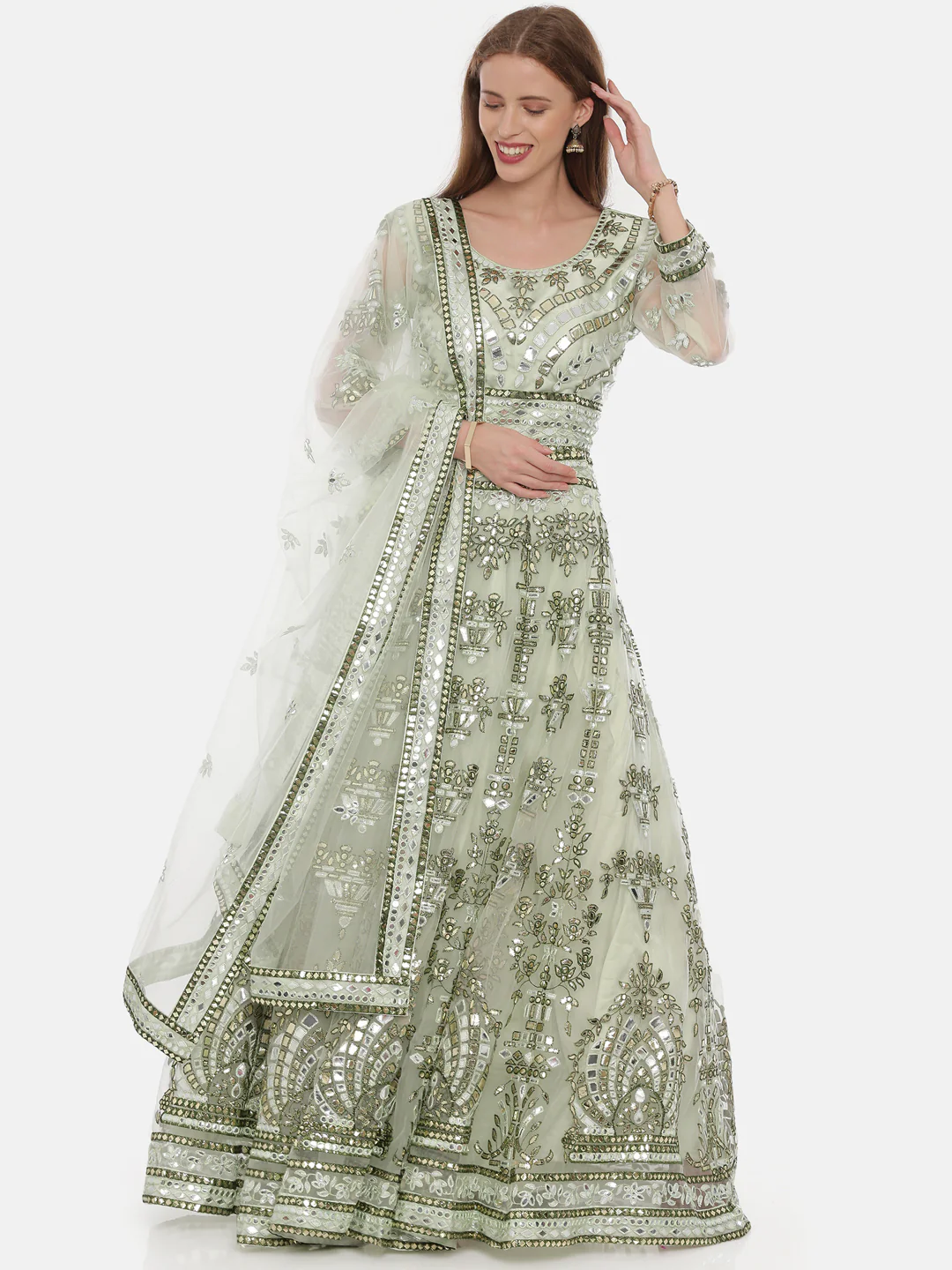 Neerus Green Embellished Lehenga Set - Image 7
