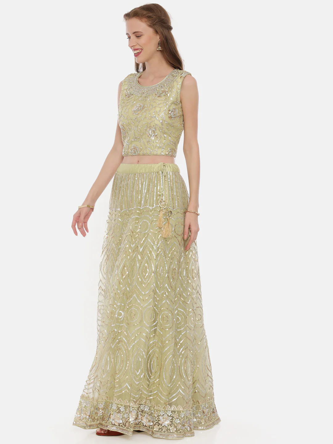 Neerus Green Embellished Lehenga Set - Image 4