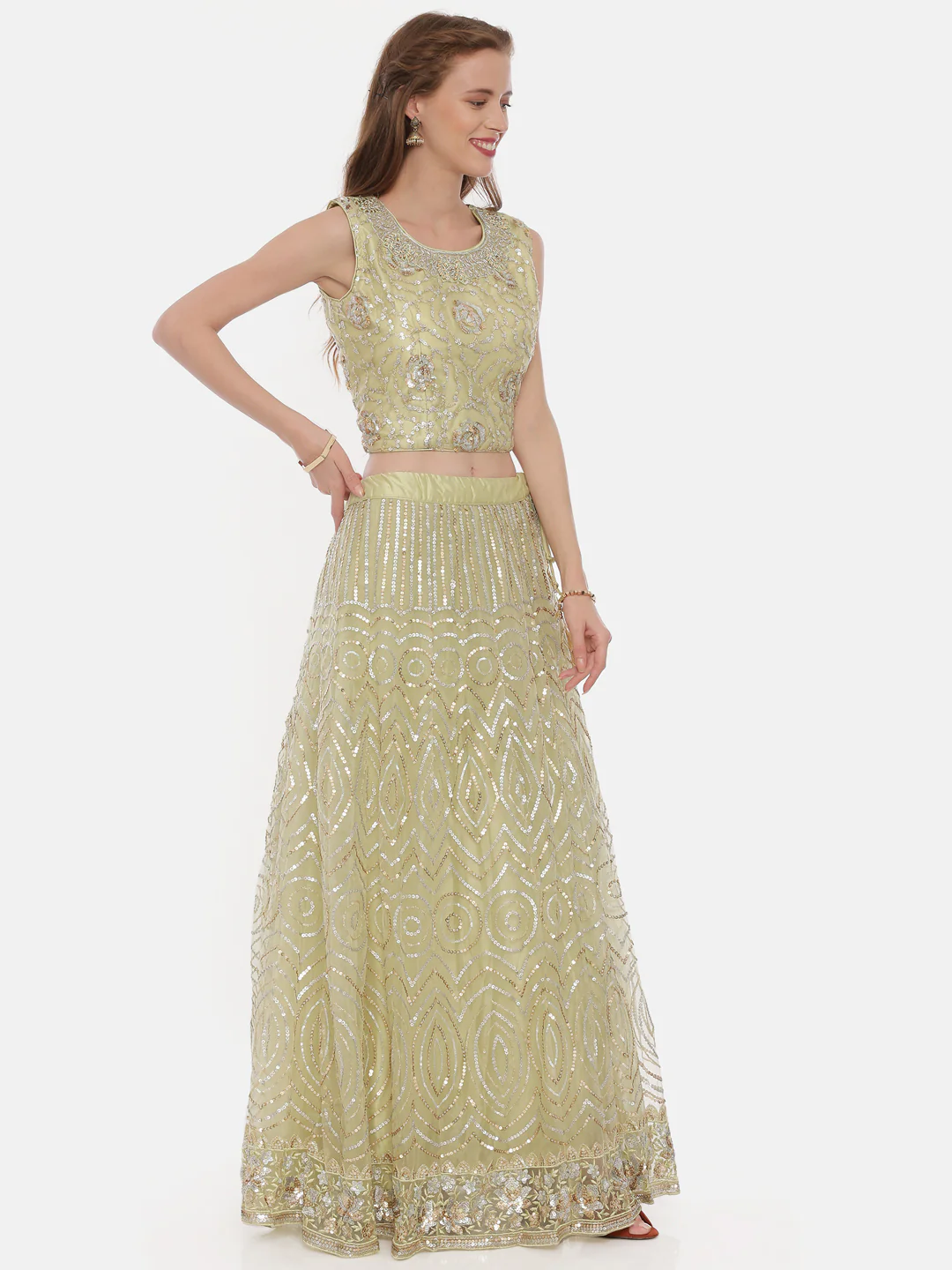 Neerus Green Embellished Lehenga Set - Image 5