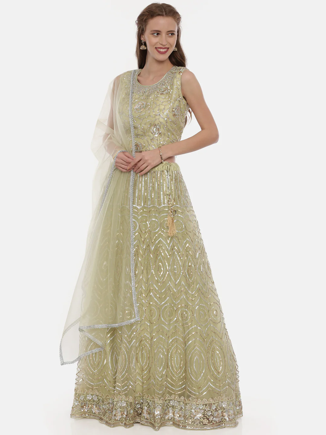 Neerus Green Embellished Lehenga Set - Image 7