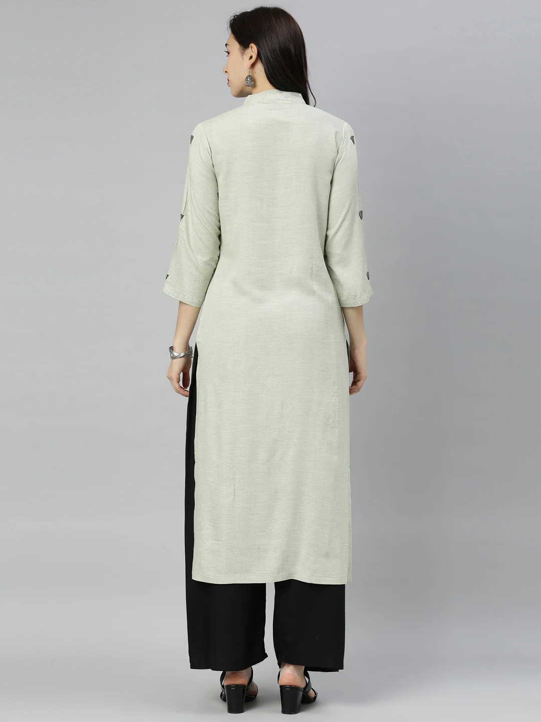 Neerus Green Embellished Straight Kurta - Image 6