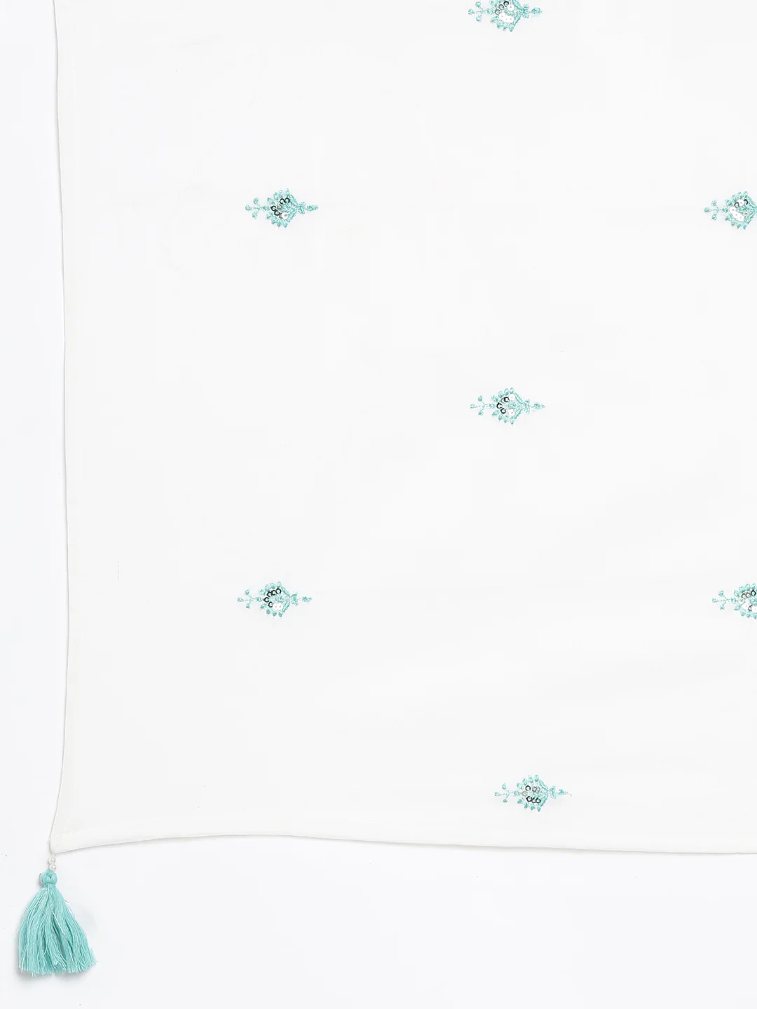 Neerus Green Embroidered Curved Kurta and Trousers With Dupatta - Image 7