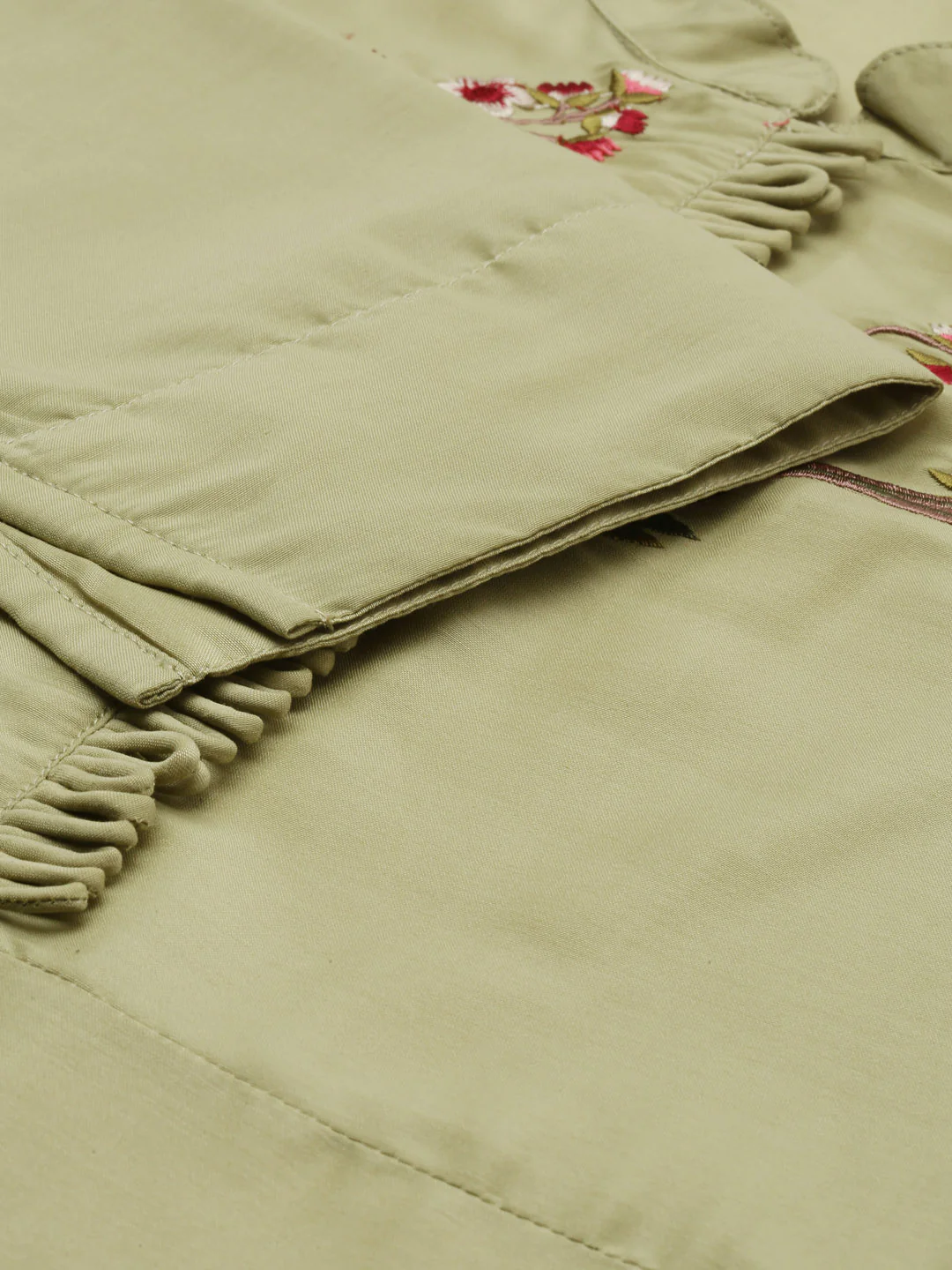 Neerus Green Embroidered Kurta & Palazzo Set - Image 4