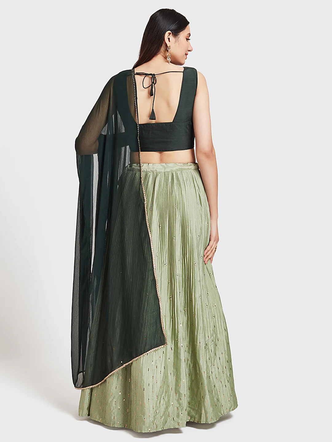 Neerus Green Embroidered Lehenga Set - Image 3