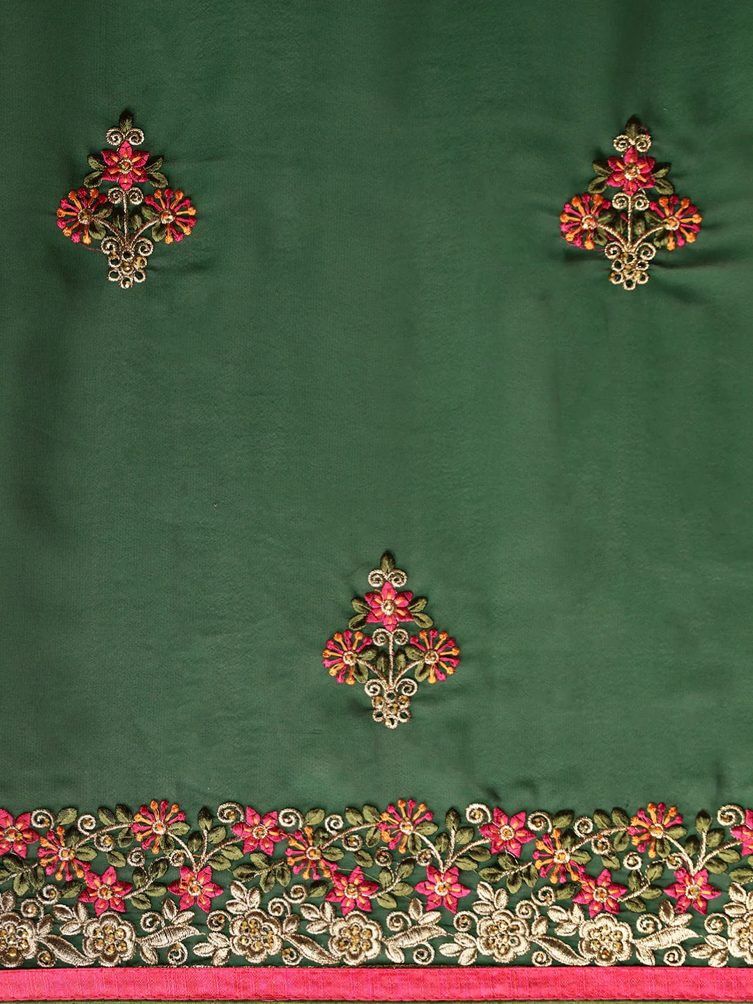 Neerus Green Embroidered Saree With Blouse - Image 4