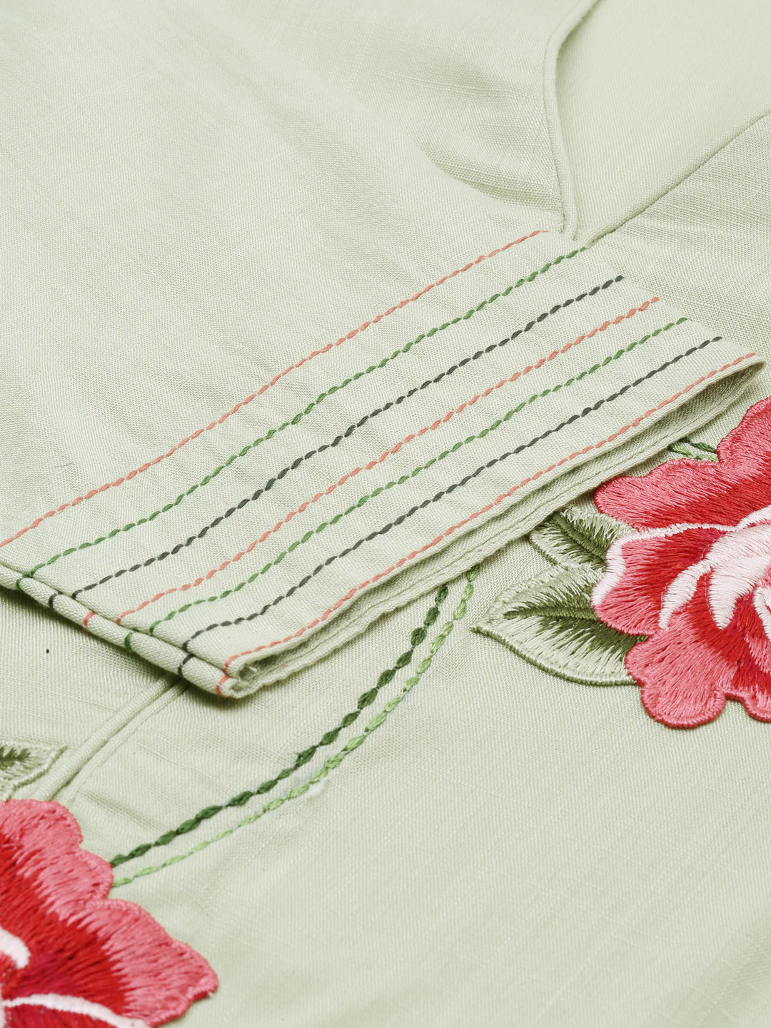 Neerus Green Embroidered Straight Kurta - Image 4